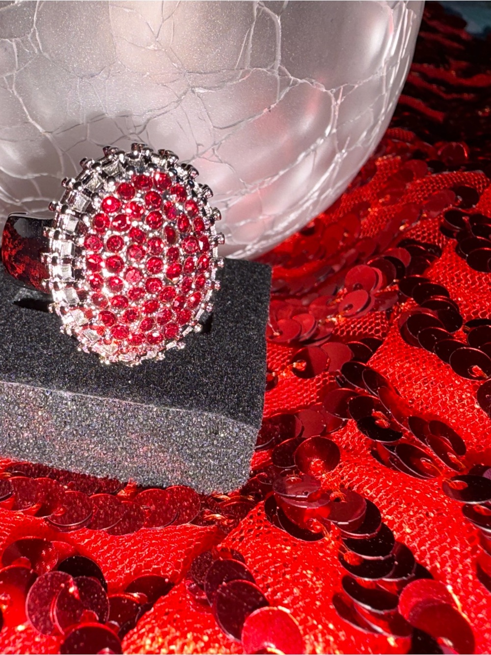 Paparazzi Red Crystal Oval Cocktail Ring - Fashion Jewelry